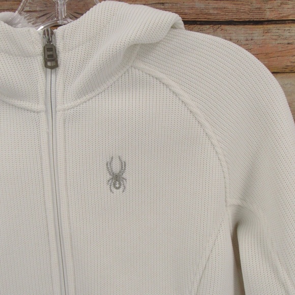 SPYDER White Zipper Front Sweater Hoodie Jacket L - Picture 3 of 16
